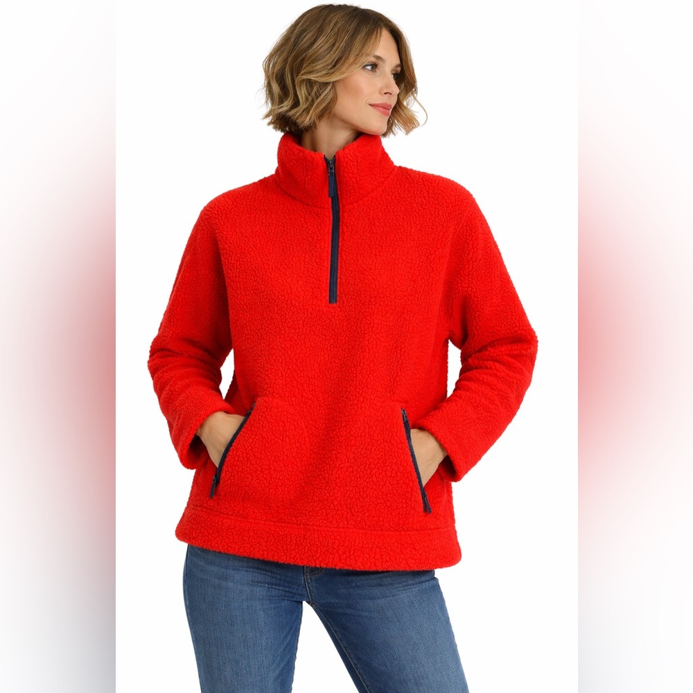 J. Crew Vibrant Red Fleece Jacket